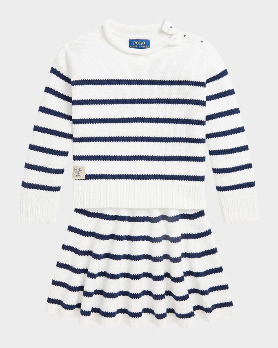 Girl's Cotton Stripe Sweater & Skirt Set, Size 2-